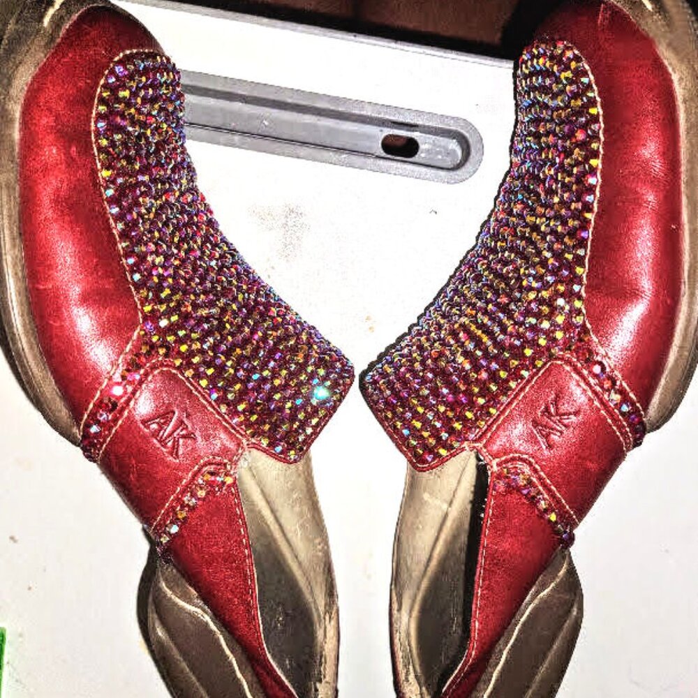 Red Leather Anne Klein Mules - Picture 2 of 10